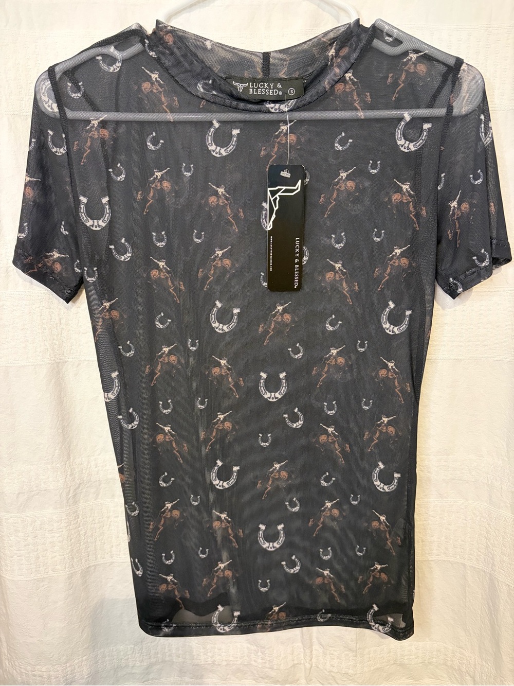 NWT Lucky & Blessed mesh short sleeve